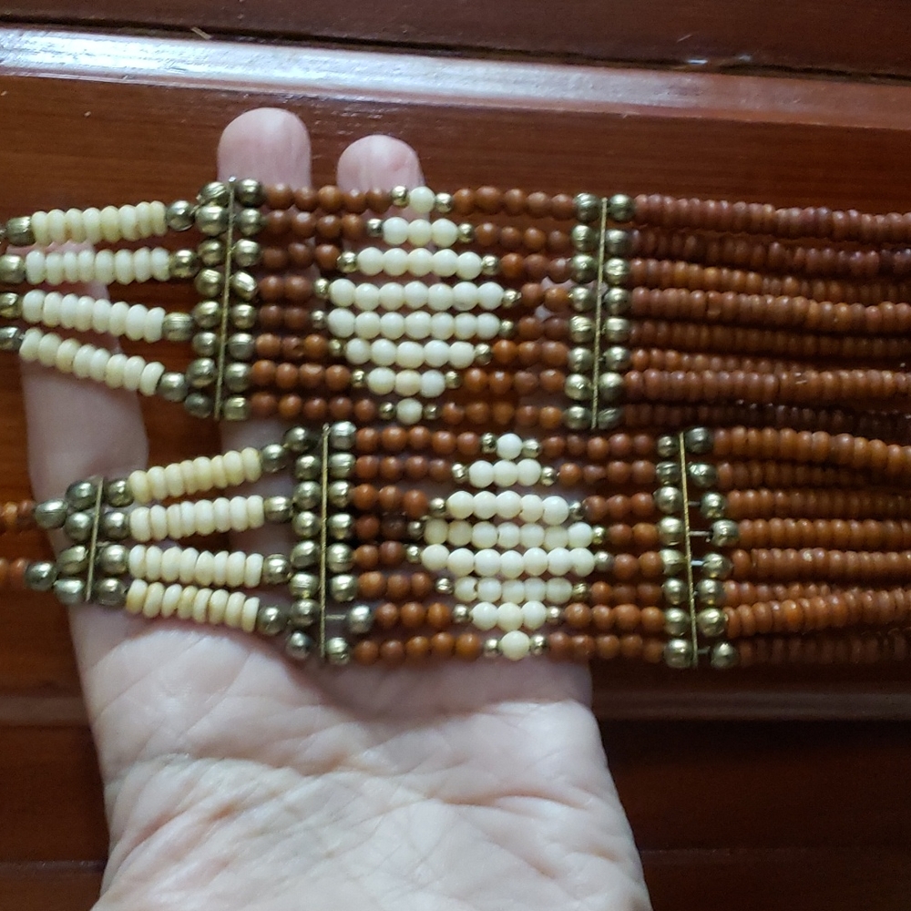 Brown Beaded Statement Necklace - image 3